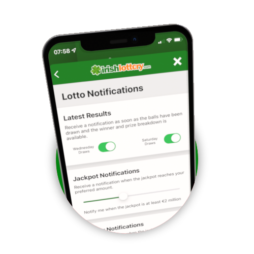 Notifications settings view in app